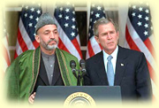 Bush and Hamid Karzai, the new president of Afghanistan